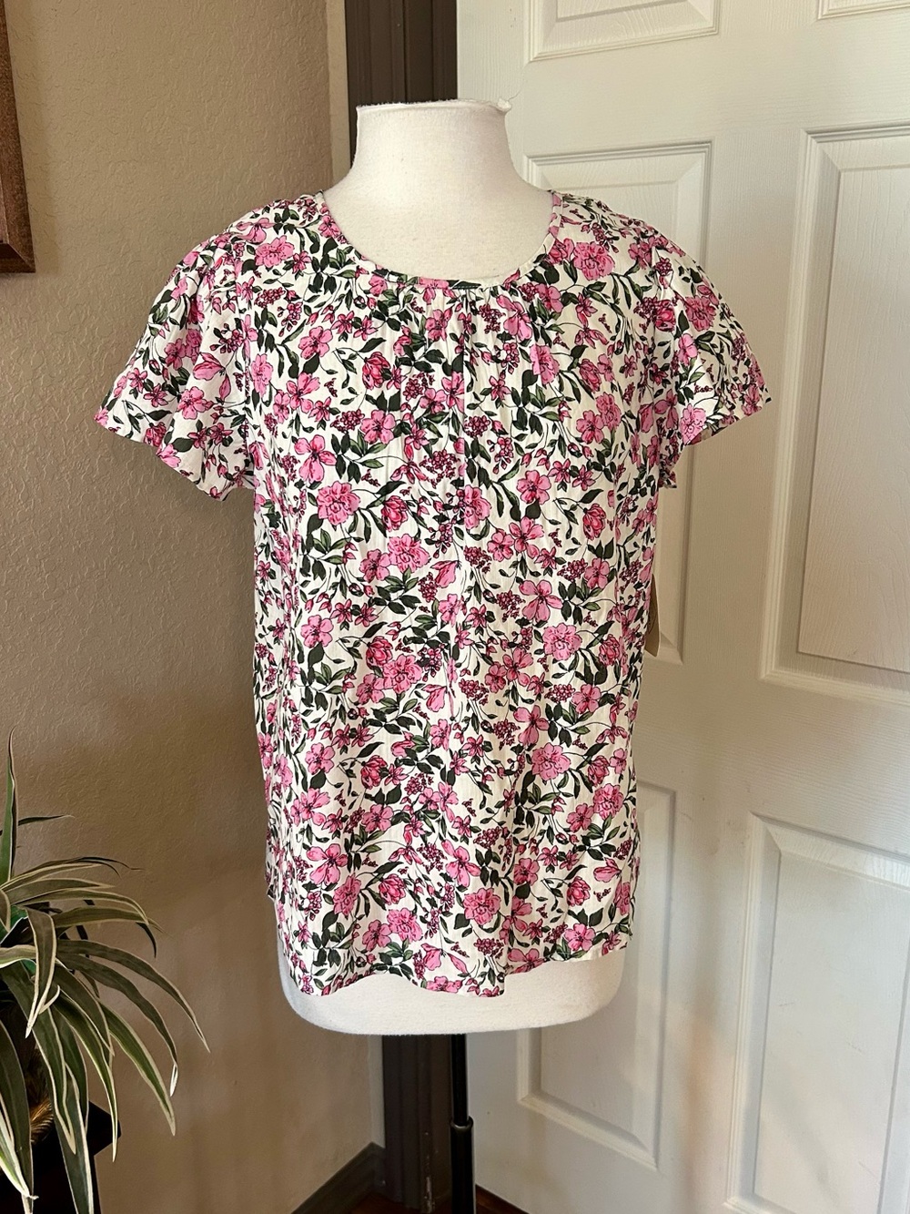 NWT St Johns Bay Floral 100% Cotton Blouse